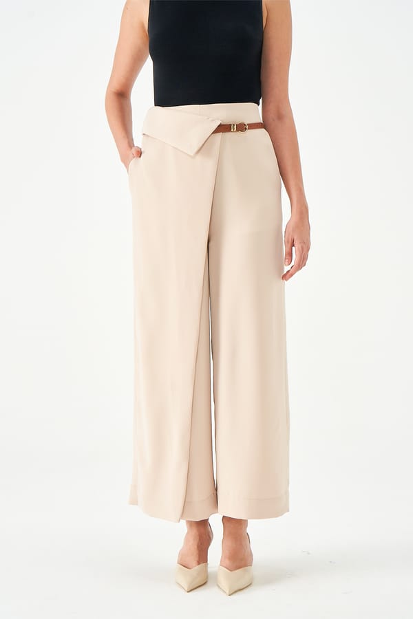 Faun Crepe Wide-Leg Wrap-Waist Trousers — NOTEBOOK