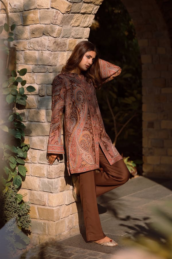 Brown Paisley Kurta and Pants Co-ord Set — INCHING INDIA