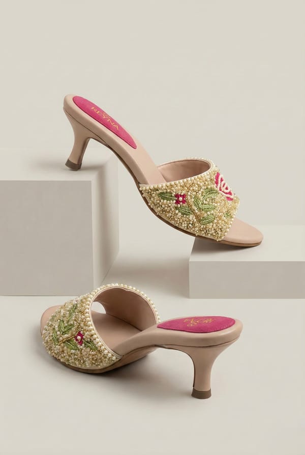 Truly Mine Embroidered Kitten Mule — Reyna