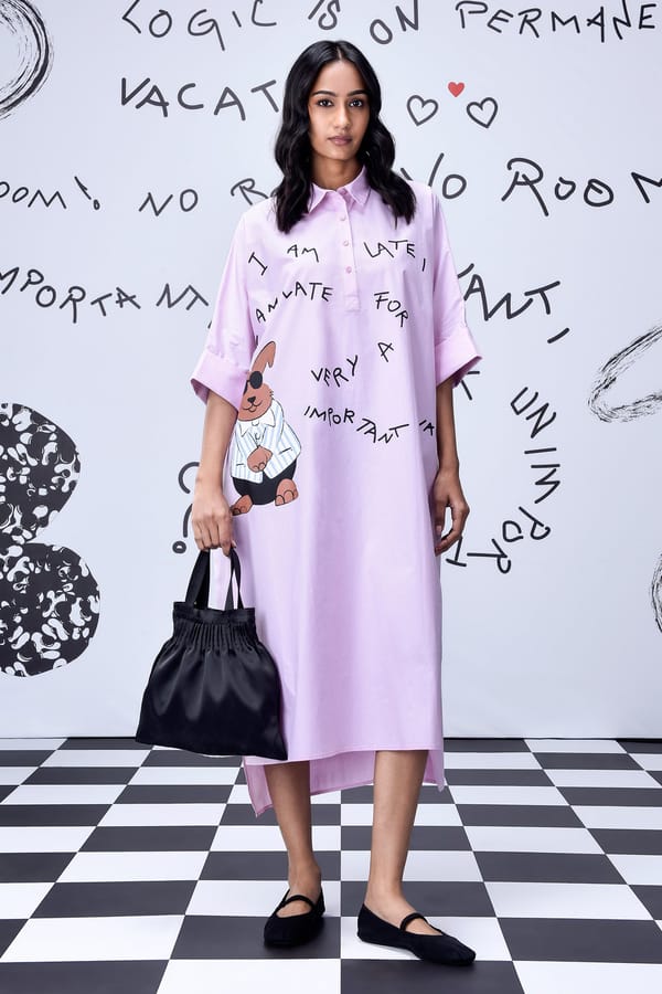 Smoothie Pink Oversized Graphic Shirt Midi Dress — Genes Lecoanet Hemant