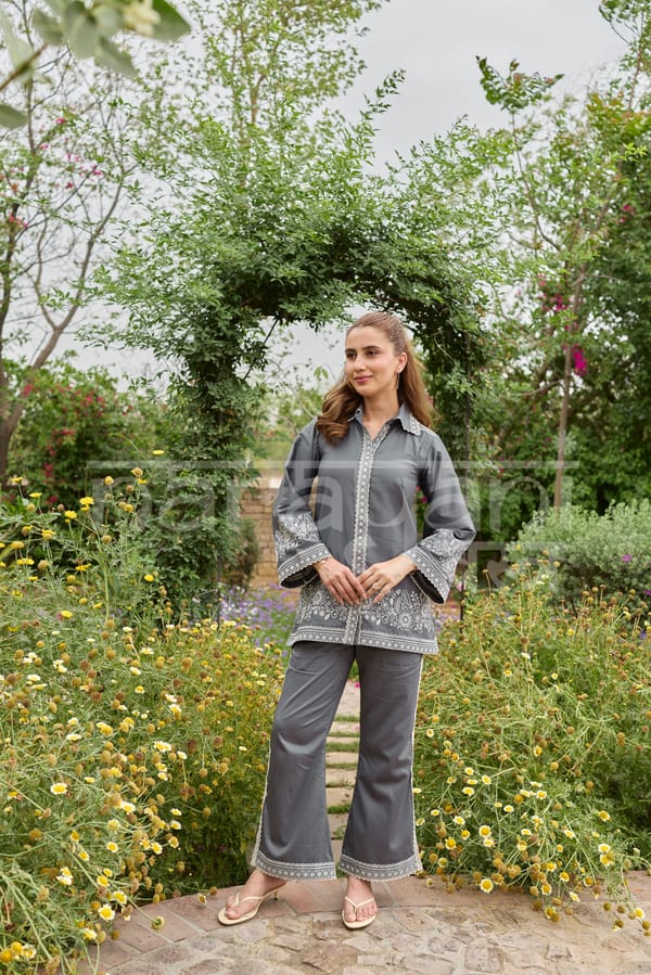 ZORE - Grey Embroidered Co-ord Set — NARAYANI VASTRA