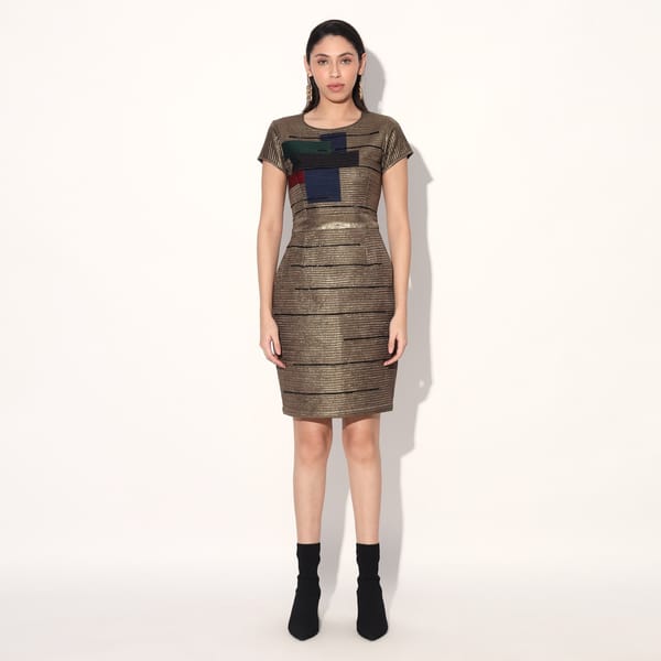 ORION GOLD QUILTED DRESS — Linetribe