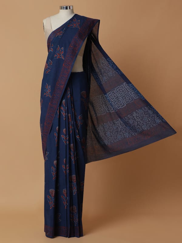 Hand Block Printed Indigo blue Cotton Mulmul — BINKS