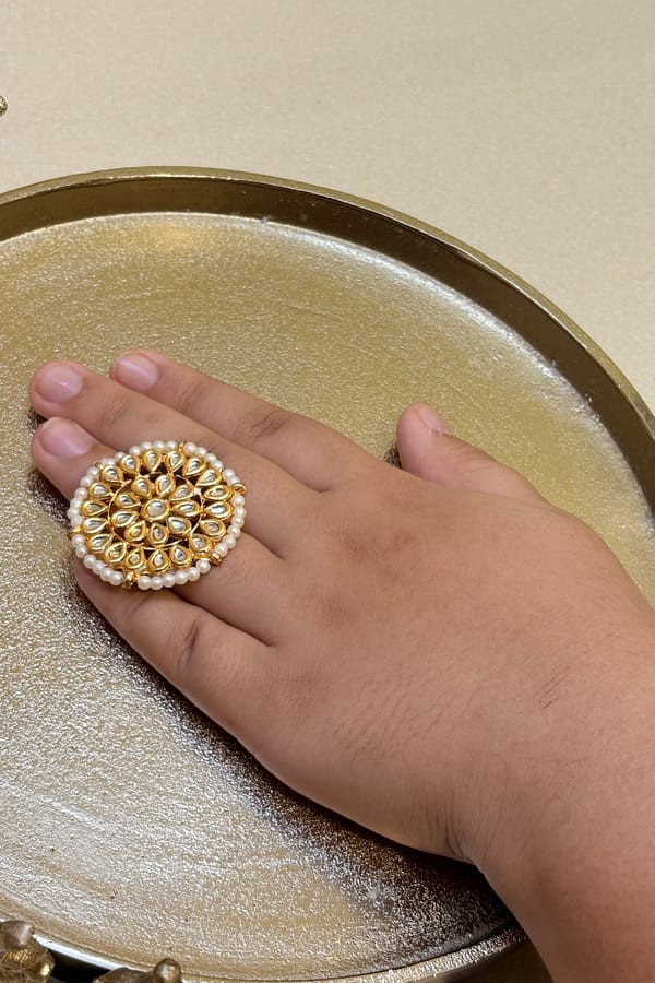Kundan Flower Cocktail Ring — Beauty Spot Jewellery