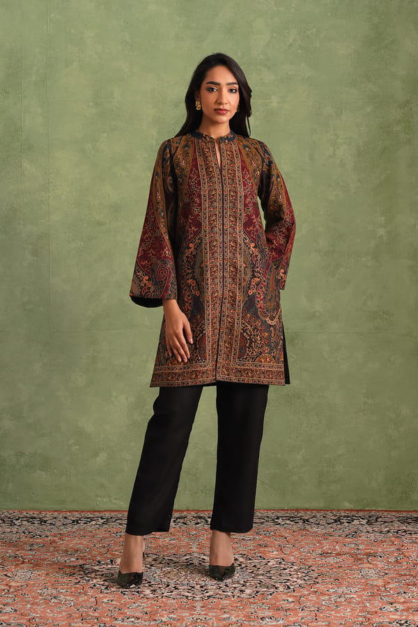 Multicolor Wool Blend Paisley Kurta Set — INCHING INDIA