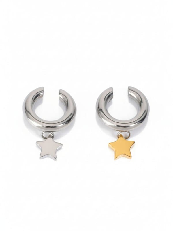 Two Tone Star Clip Earrings — Cao Jewellery