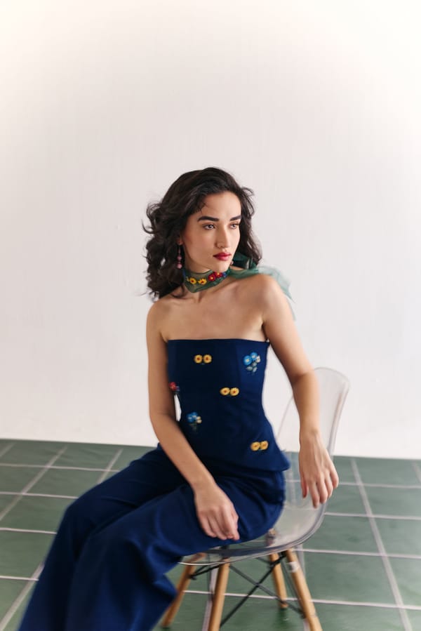 Denim Fleur Corset — HOUSE OF HEATHER
