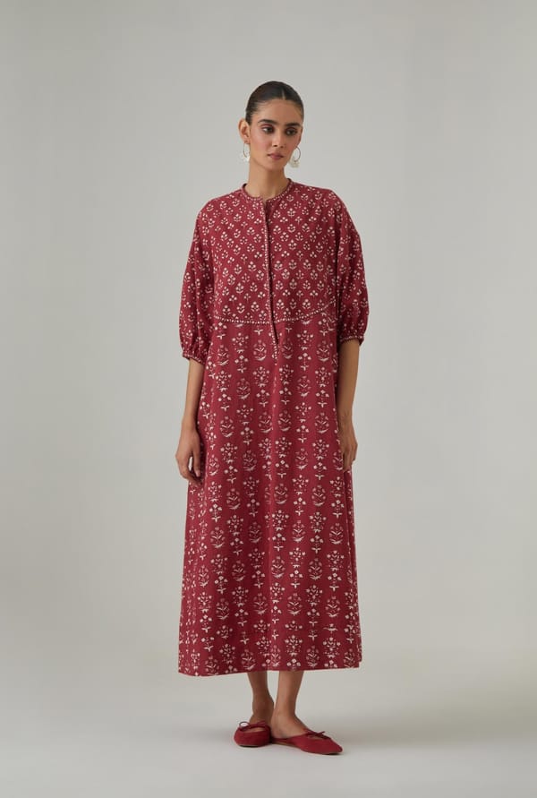 Hand Block Prinred Easy Fit Dress — Upavita