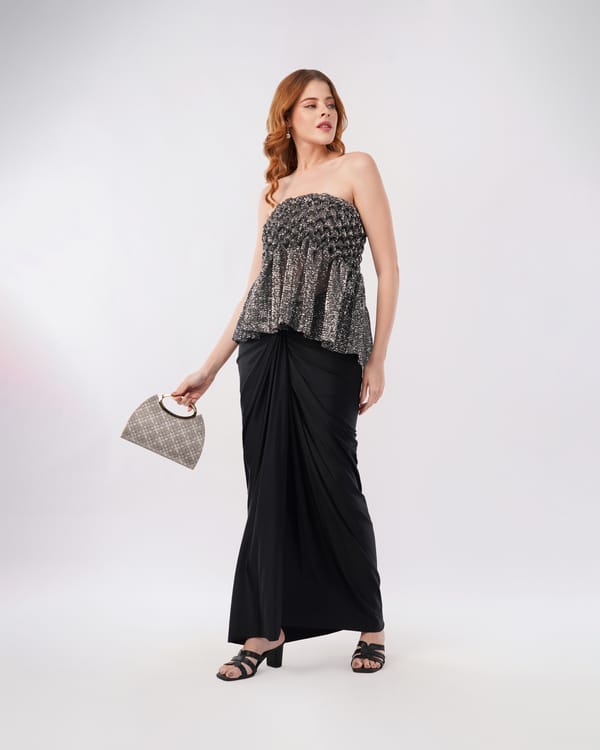 Jasmine Shimmer Tube Off Shoulder Style And Skirt — Isha Sawhney