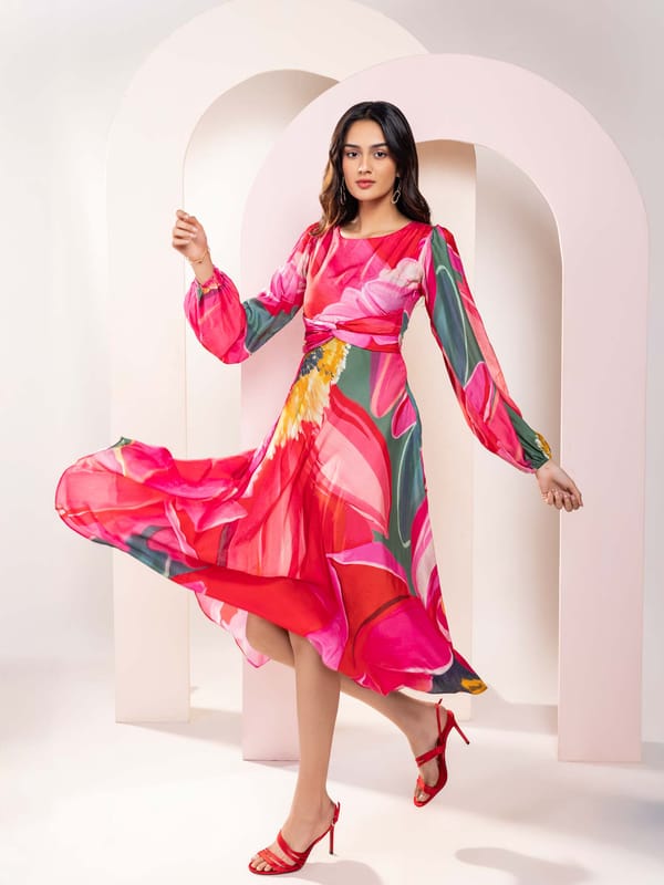 Caspia Printed Midi Dress — POPPI