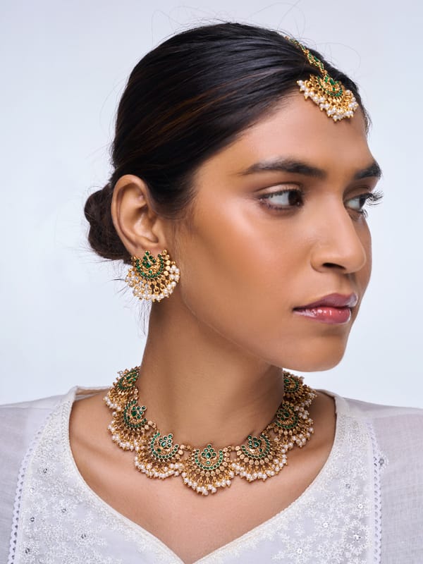 Designer Green Gold Polished Necklace — Cao Jewellery