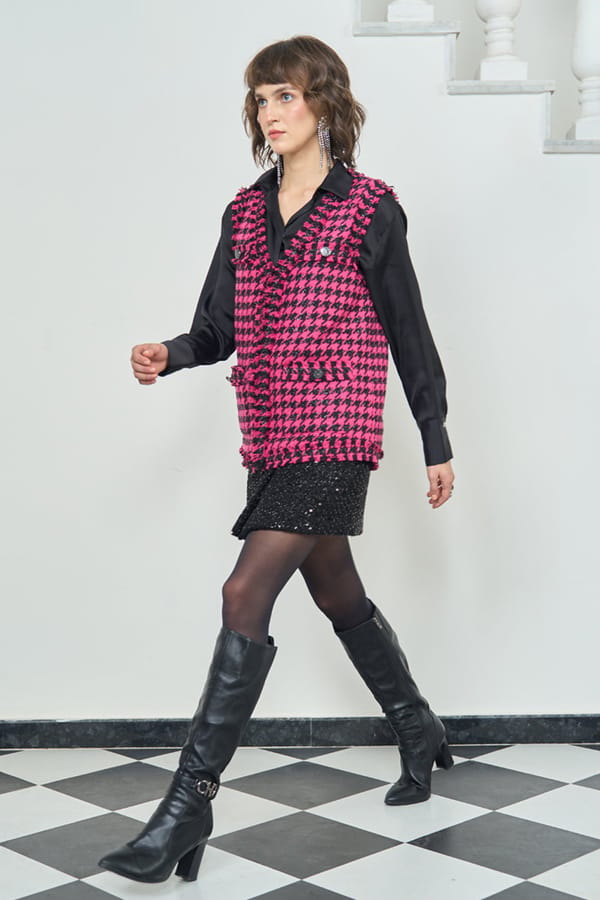 Black Sequin Tweed Mini Skirt — AVERIE