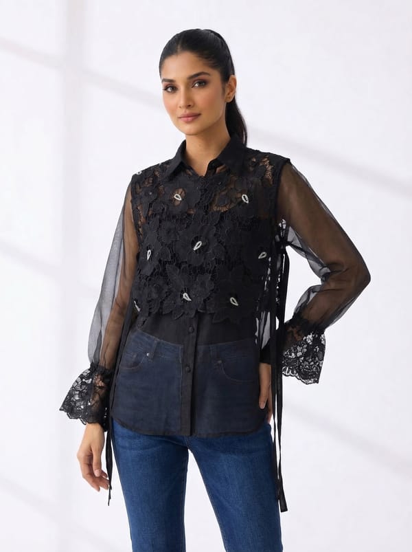 Embroidered Yoke Shirt — The Grey Dot