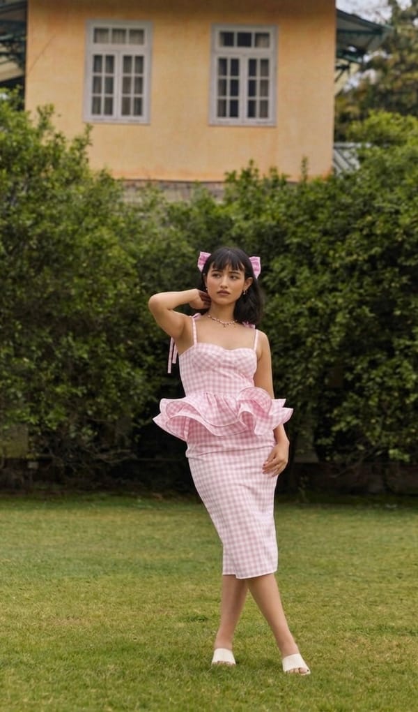 Pink Gingham Midi Skirt — The Clothing Factory