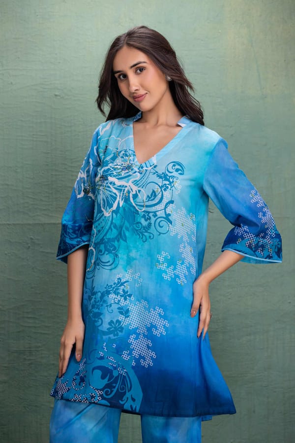 Blue Printed Coord Set — Kahani Lush