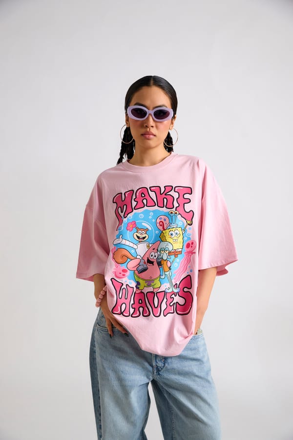 Spongebob:Make Waves Oversized T-shirt — The Clothing Factory