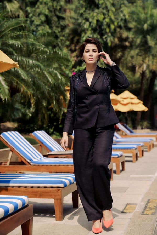 Black Fringe Tencel Jacket — EWOKE STUDIO