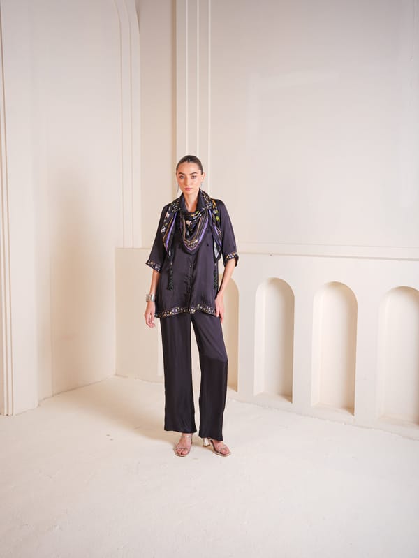 Jeliah Shirt With Scarf Pant Set — Sakshi G Chawla