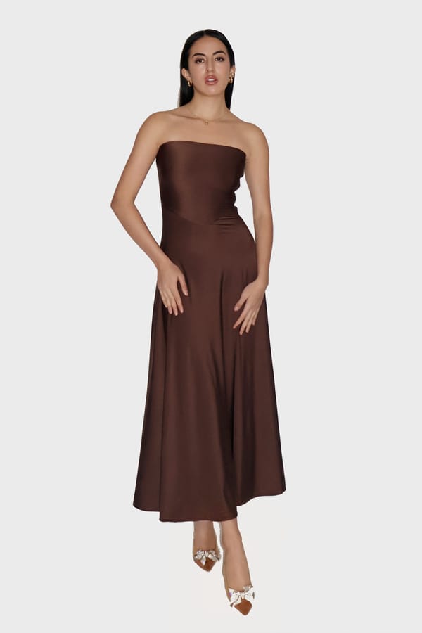 Brown Flare Tube Dress - Flow Dress (Coco) — Select Staples