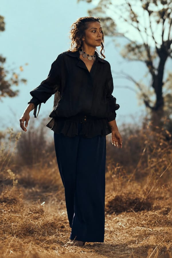 Raely Mul-Chanderi Summer Bomber In Black — Unrush