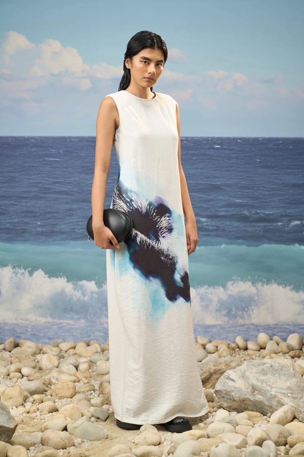 Sleeveless Straight Dress Viscose Nylon Print — Genes Lecoanet Hemant