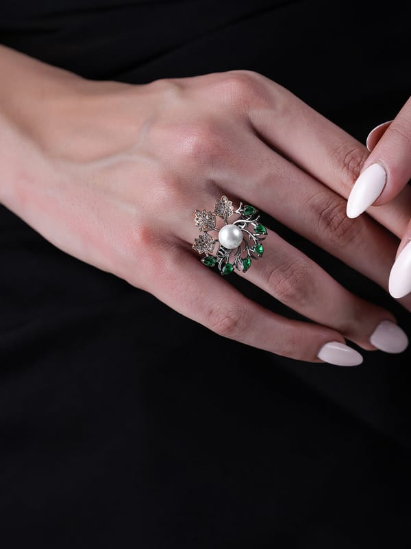 Green Black Polish Ring — Cao Jewellery