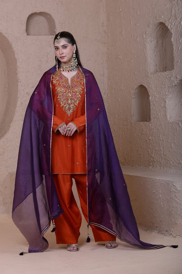 Rangrez Heavy Neck Short Kurta Set — LABEL NITI BOTHRA