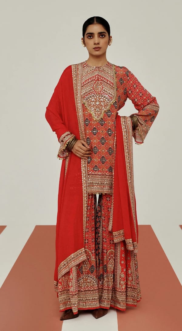 The Imperial Scarlet Sharara Set — Basanti Kapde aur Koffee