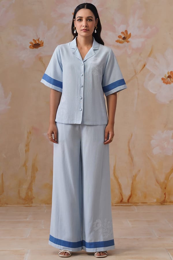 Linen-Blend Embroidered Co-Ord Set — KORAH STITCH