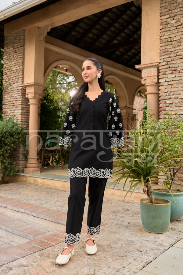 ELARA - Black Embroidered Co-ord Set — NARAYANI VASTRA
