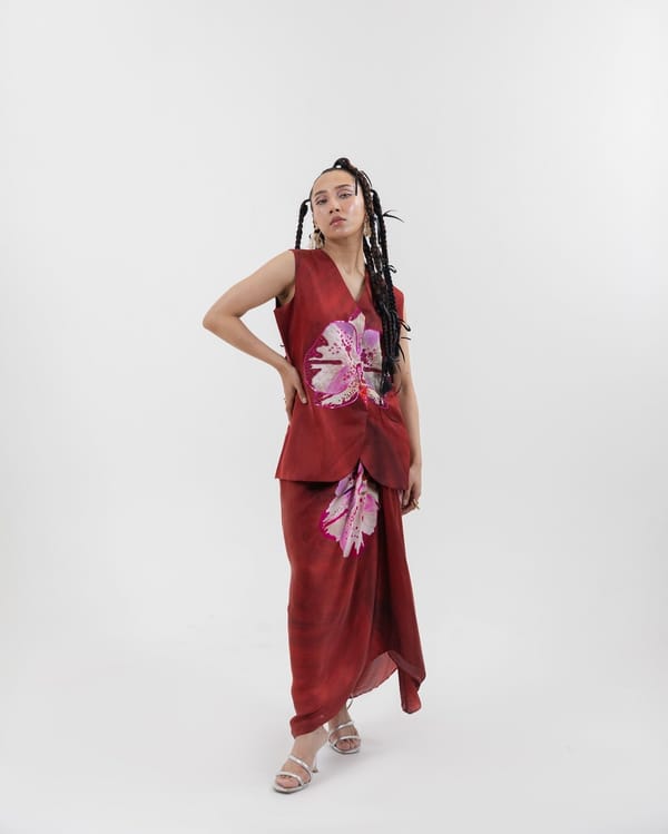 Rust Orchid Waistcoat Skirt Set — Urban Pataka