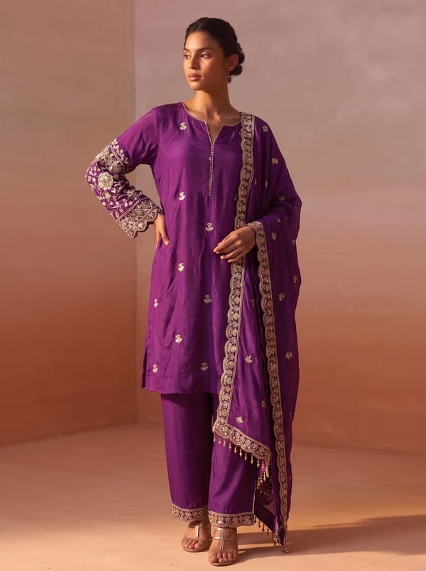 Crepe Cutdana Sleeves — Poshaak