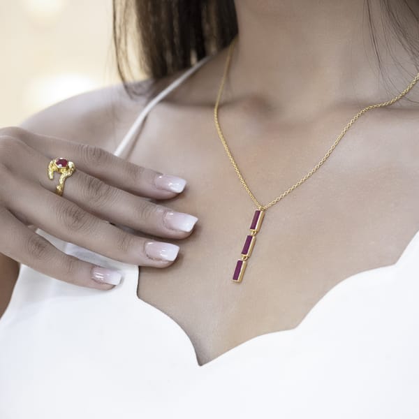 Triple Brick Necklace | Pink Tourmaline — Aura Fine Jewellery