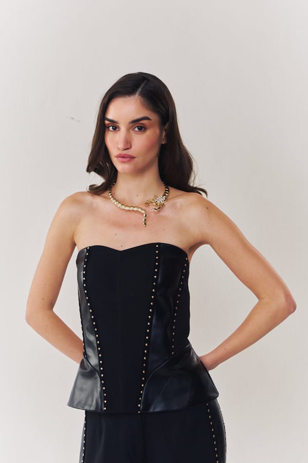 Regalia Corset With Leather Detailing — HOUSE OF HEATHER