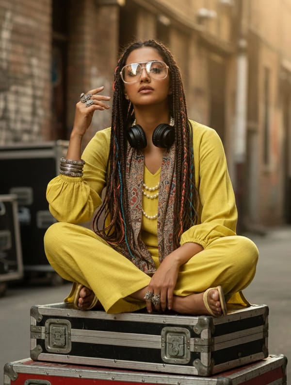 Lime Green Slub Textured Co-ord Set with V-Neck Top — Truebrowns