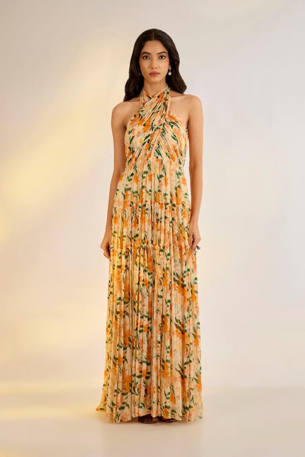 Floral Halter Beach Dress — EWOKE STUDIO
