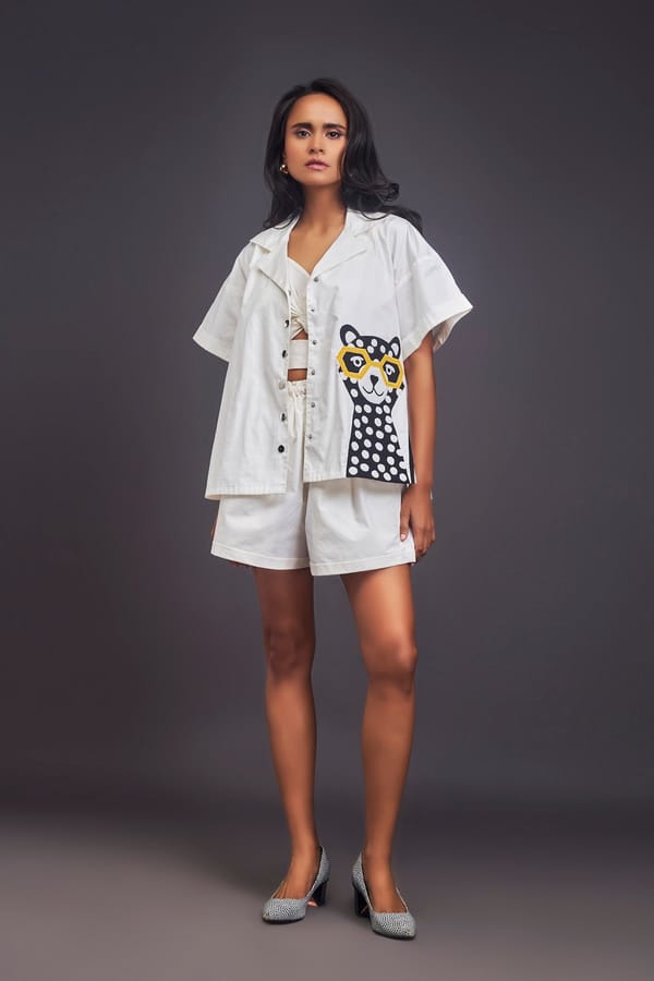 Oversized Cuban Collared Green Shirt Co-ord — Deepika Arora