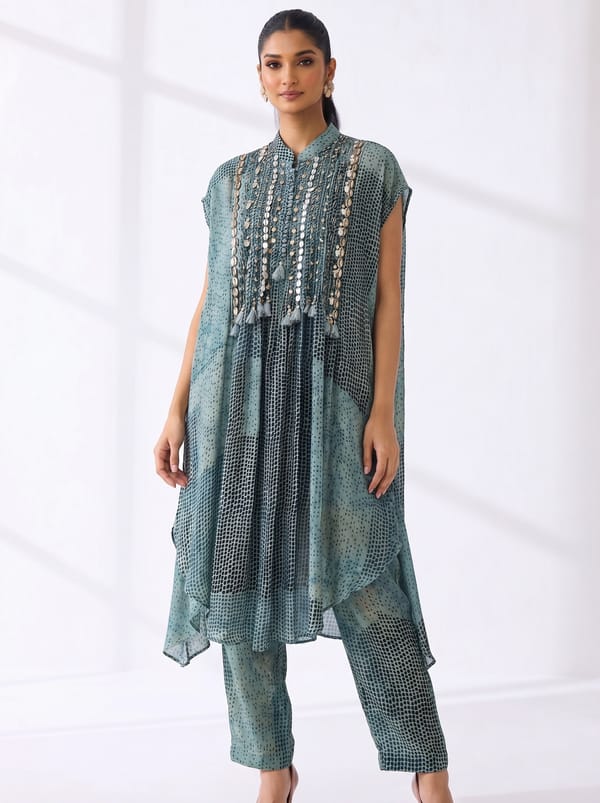 Embellished Dot Kaftan Grey — 5 Elements