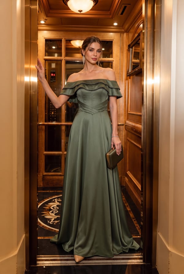 Off-Shoulder Layered Gown — Sibel Aydin