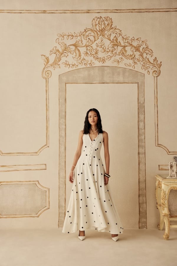 White Halter Neck Polka Dot Maxi Dress — Sage by Mala