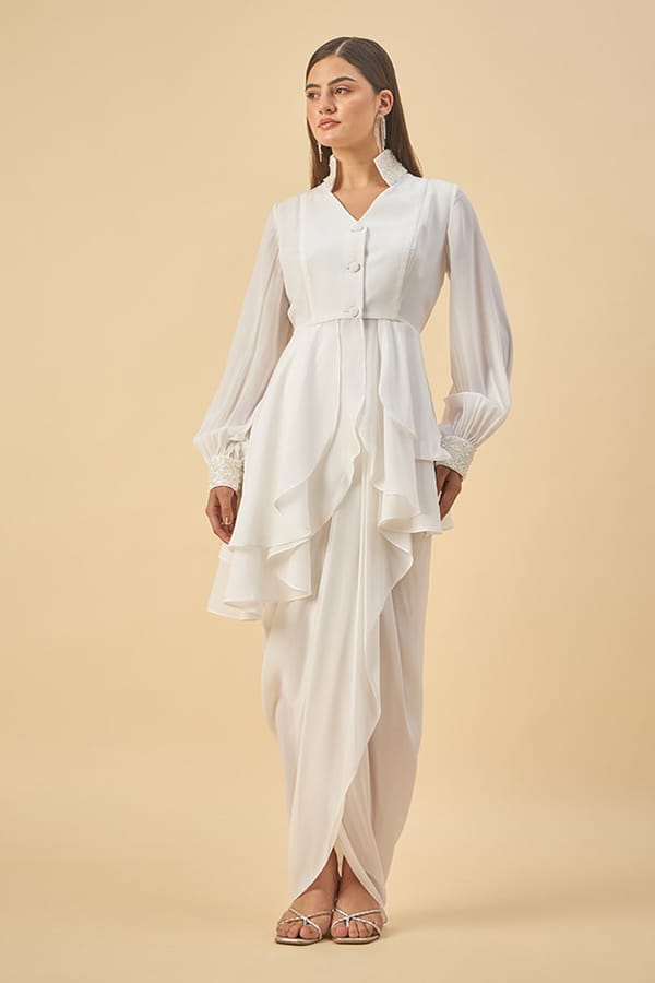 Crystal Embroidered Peplum Co-ord Set — Aakaar