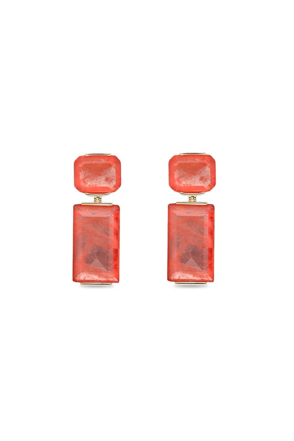 Orange Geometric Prism Dangler Earrings — Miss Jo