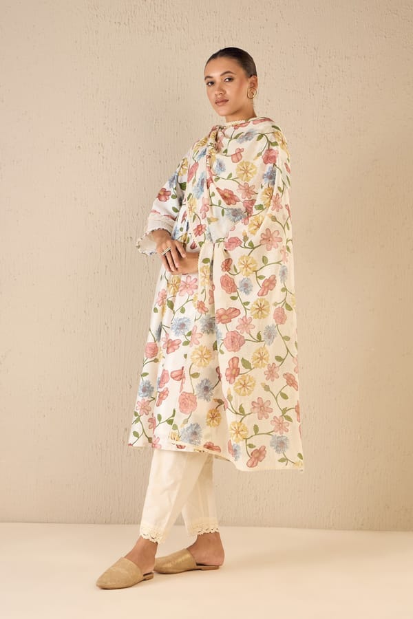 Flora: Multicolor Floral Lace Dupatta — SHIVANI BHARGAVA