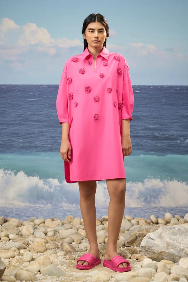 Oversized Polo-Neck Dress – Barbie Pink — Genes Lecoanet Hemant
