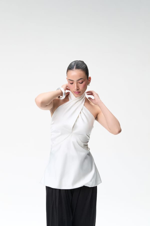 Ivory Halter Bubble Top — Tara & I
