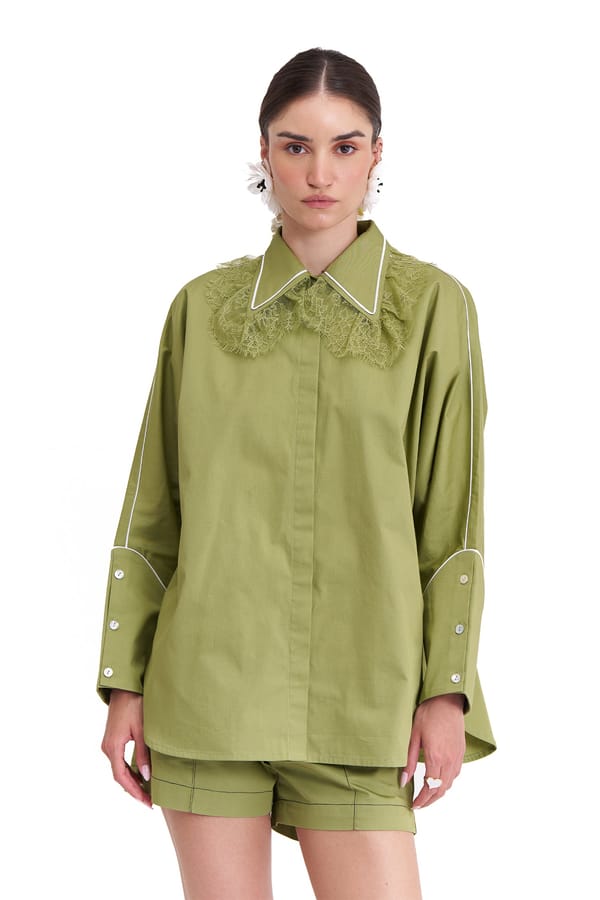 Golden Lime Cotton Twill Relaxed Button-Down Shirt — Our Love
