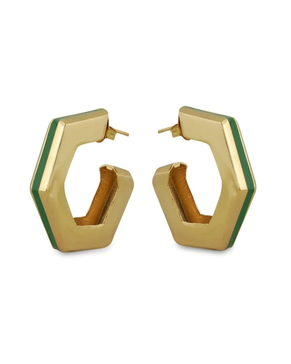 Helixa Enamel Gold Hoops — Varnika Arora