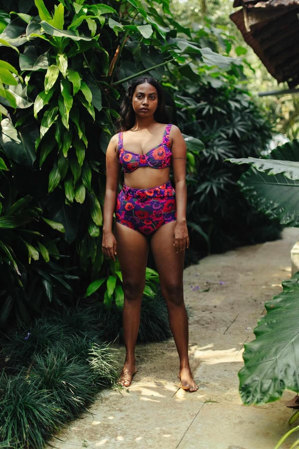 Oriental Poppy High Waist Belted Bikini Bottom — IZSI
