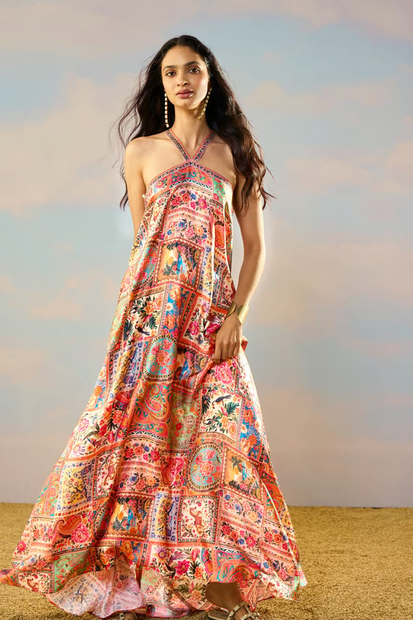 Ornamental Print Halter Maxi — Dash and Dot