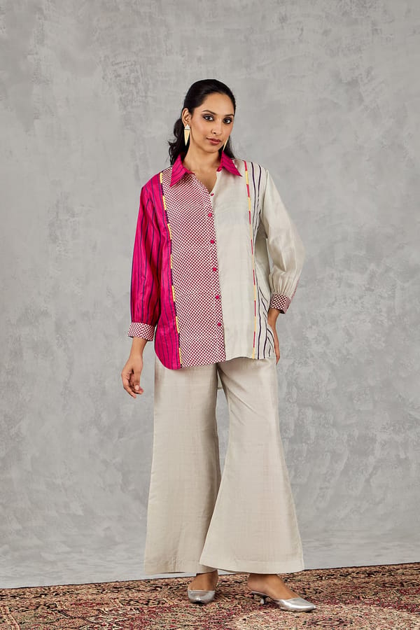 Grey Block Printed Patch Co-Ord Set — SHIVANI BHARGAVA